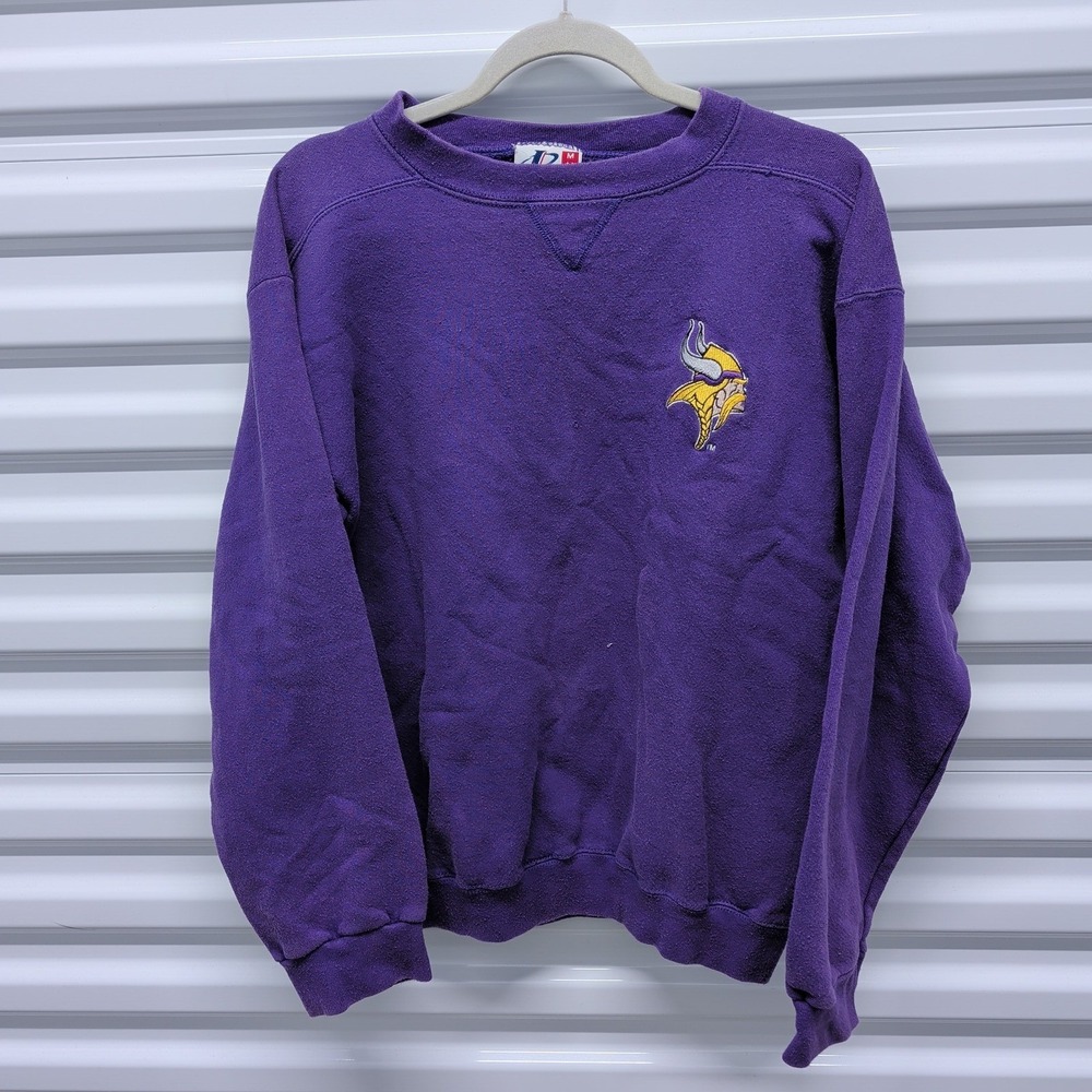 Logo Athletic M Mens Minnesota Vikings Vintage 90s Purple Crewneck Sweatshirt